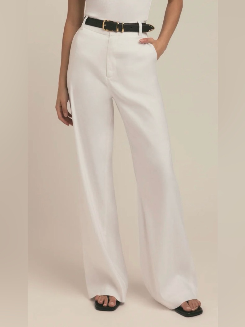 Favorite Daughter The Jones Linen Wide Leg Bright White Bright White Pants Sz 4
